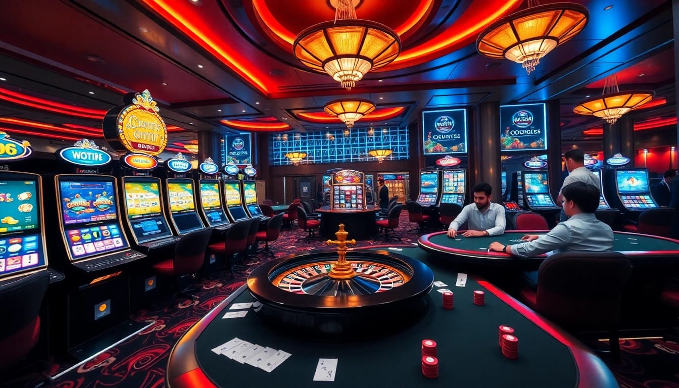 Experience thrilling gameplay on QQMacan with vibrant slot machines and exciting casino atmosphere.