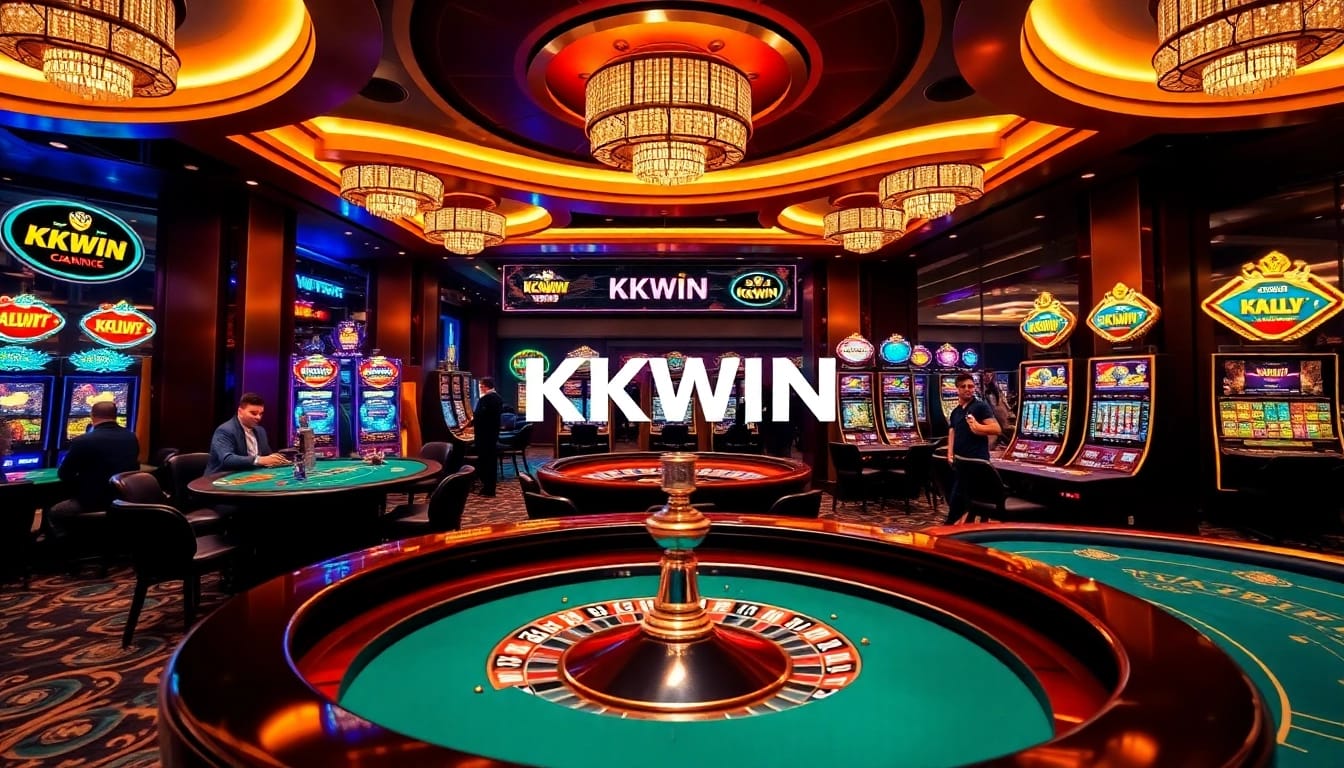 Experience the thrill of winning at KKWIN's luxurious casino, featuring vibrant games and poker tables.
