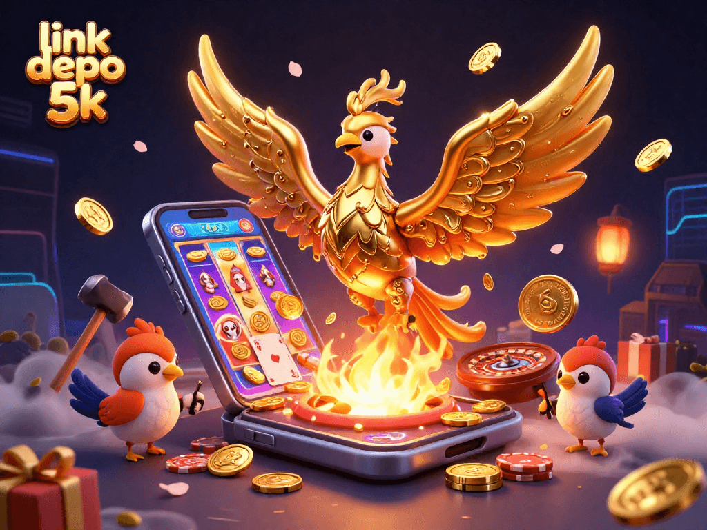 Experience the vibrant gaming scene with link depo 5k, where golden coins and colorful slot games come alive.