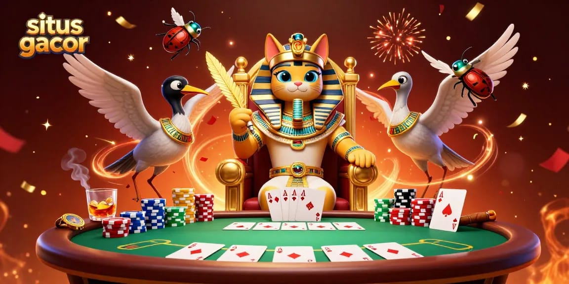 Engage in excitement with situs gacor's vibrant 3D casino illustration featuring poker dynamic elements.