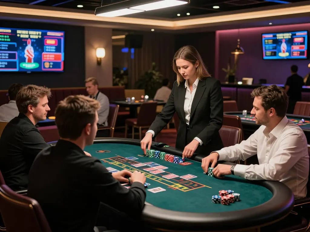 nk88 players engaging in live casino games with professional dealers and vibrant atmosphere