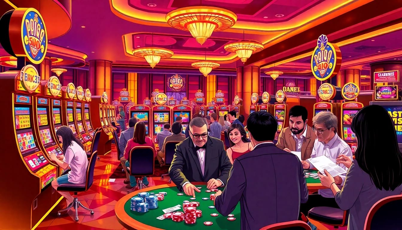 Experience the excitement of Bro138's premium slot games in a vibrant casino atmosphere.
