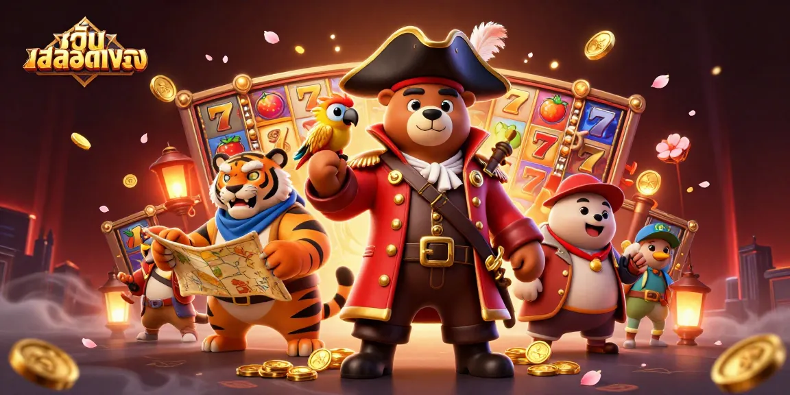Join the pirate captain bear and tiger first mate in a thrilling เว็บสล็อตตรง adventure with dynamic slot reels.