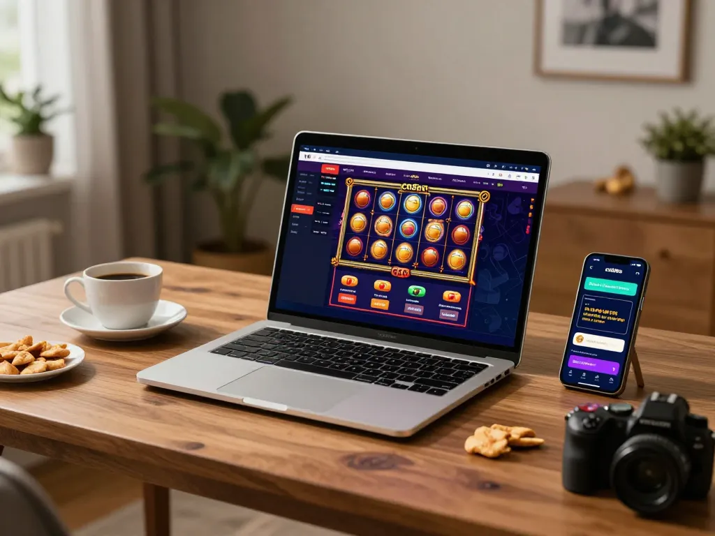 Engaging online gaming setup showcasing cm88 com casino platform with vibrant graphics and cozy atmosphere.