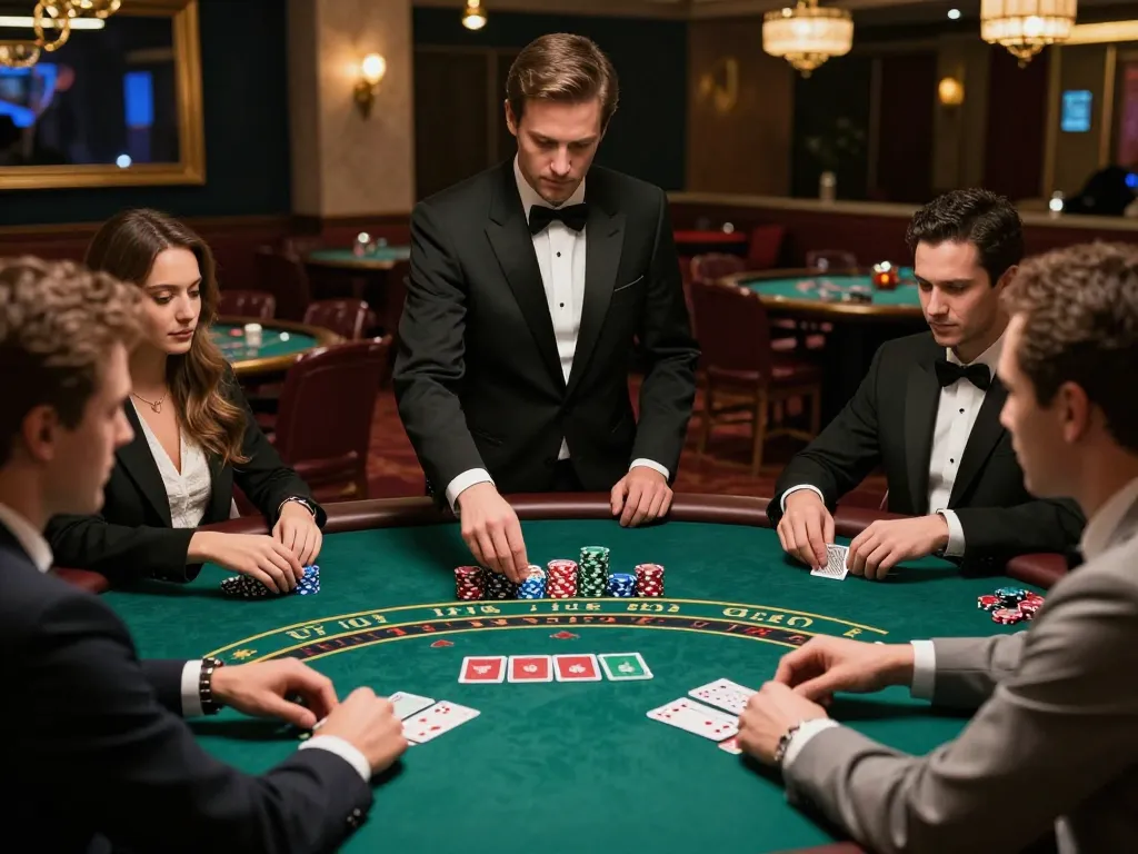 Experience tg88 live blackjack action with a professional dealer and engaged players in a luxurious casino setting.