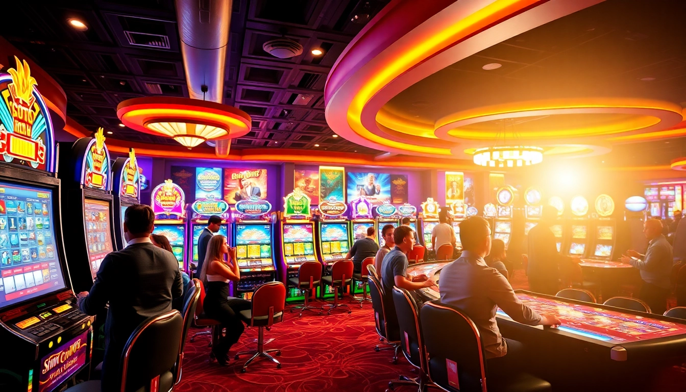 Spiele im Casino auf casino spiele.de mit bunten Spielautomaten und aktiven Spielern.