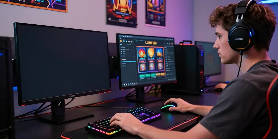 Player immersed in loket88 slot gaming setup with colorful peripherals.