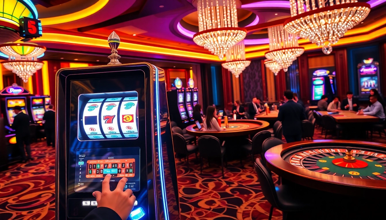 LUXURY12 offers an immersive gaming experience with premium slot machines in a vibrant casino setting.