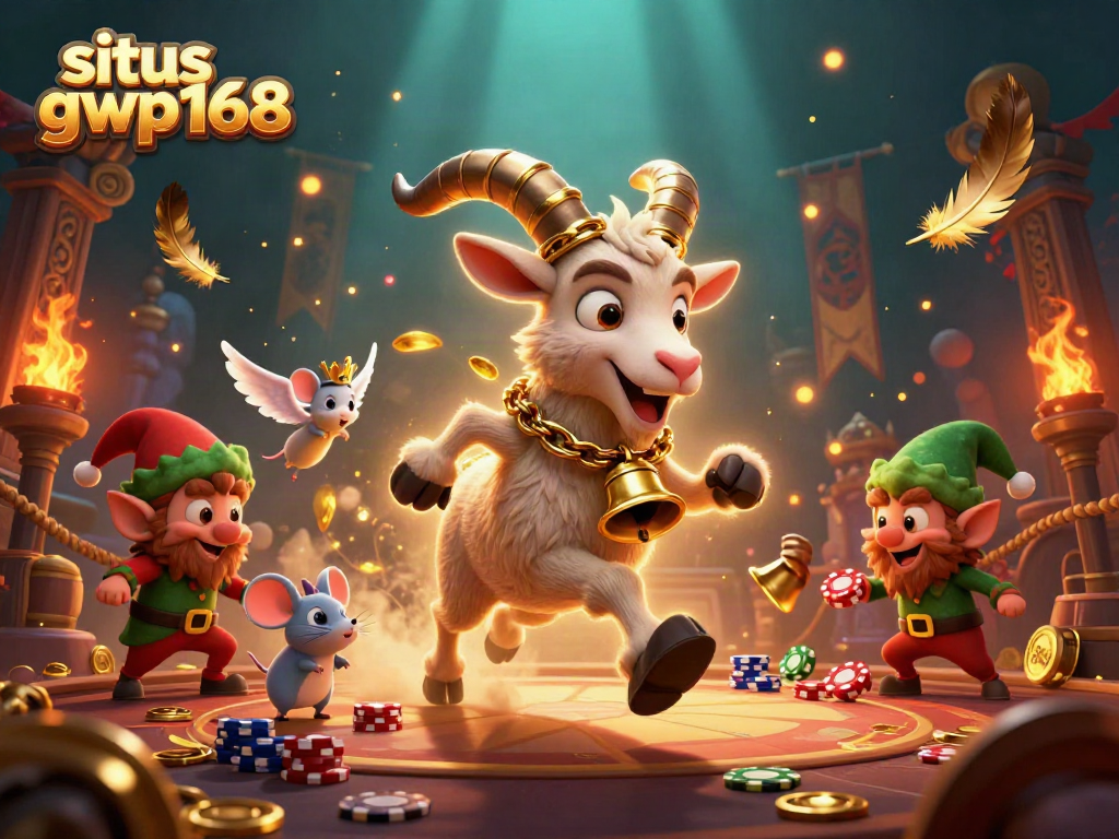 Gambarkan situs gwp168, kasino online dengan karakter lucu yang menarik dan elemen judi yang dinamis.
