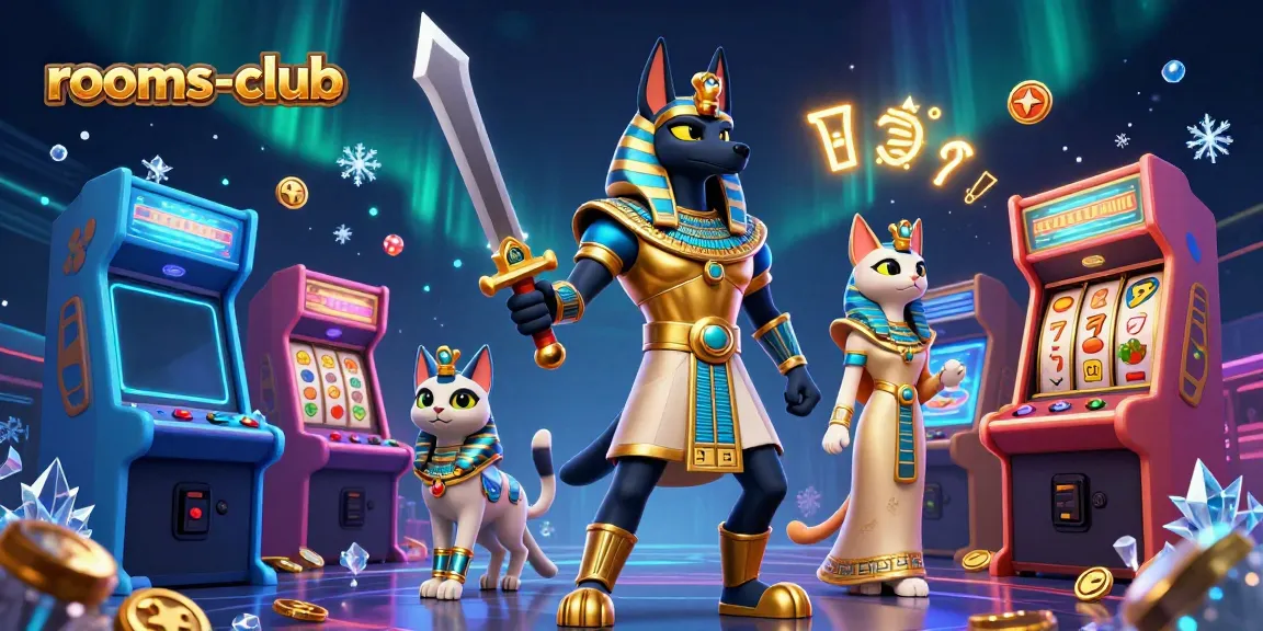 Gambarkan pengalaman bermain di rooms-club yang seru dengan Anubis dan Bastet!
