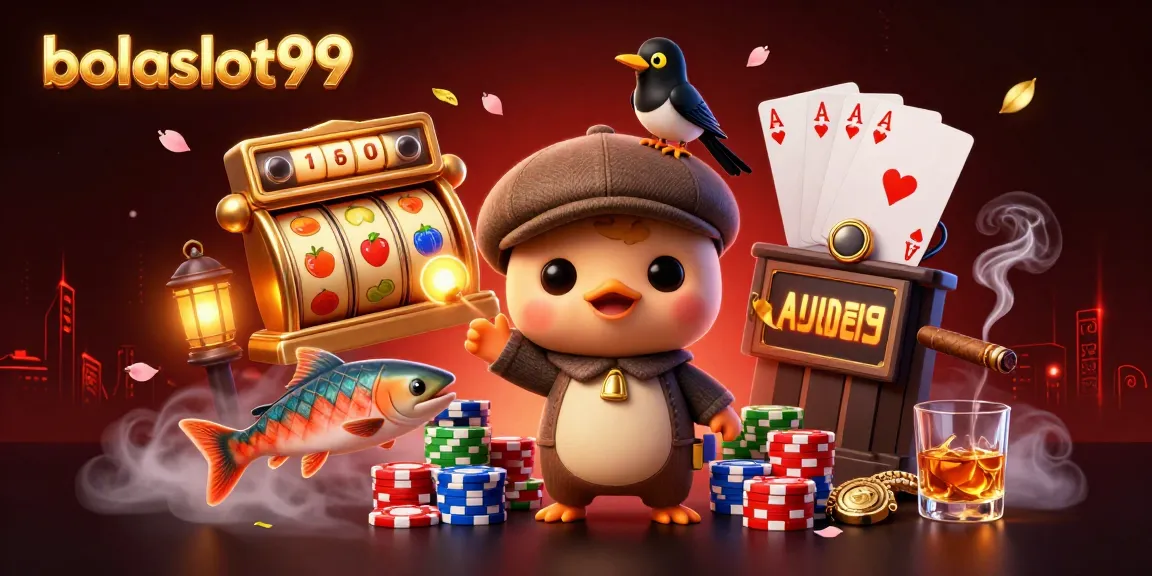 Play exciting slots at bolaslot99 with Nessie and friends in a vibrant casino scene.