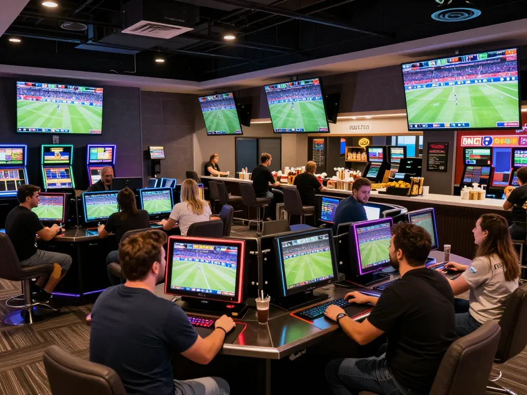 Engaging atmosphere in a trang cá cược bóng đá lounge with fans placing live bets