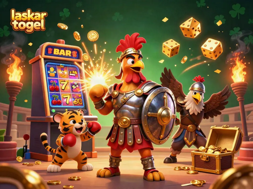 Experience exciting wins with laskar togel in a vibrant 3D casino scene featuring dynamic characters and game elements.