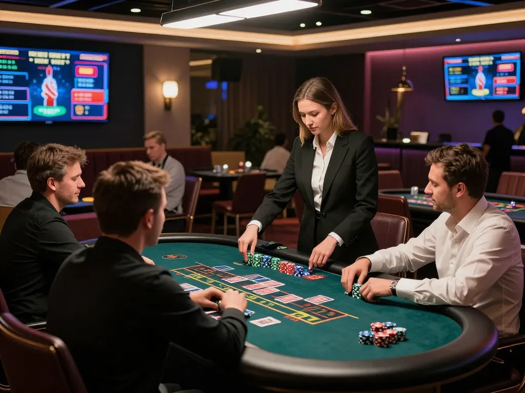 nk88 players engaging in live casino games with professional dealers and vibrant atmosphere