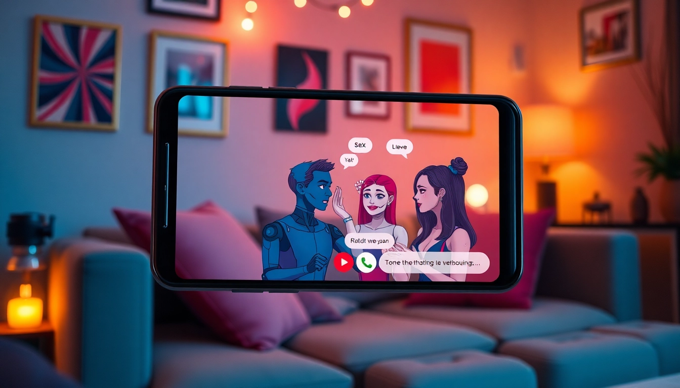 Engaging sex AI chat on a digital interface with inviting characters.