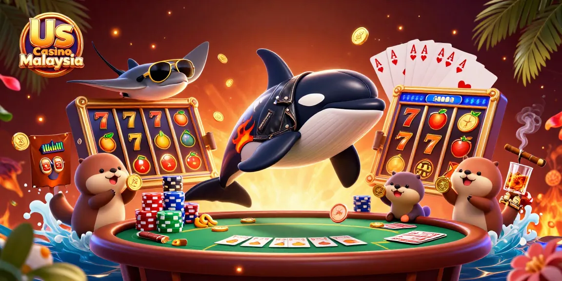 Win big at Us Casino Malaysia with vibrant slot games featuring dynamic characters and rich casino elements.