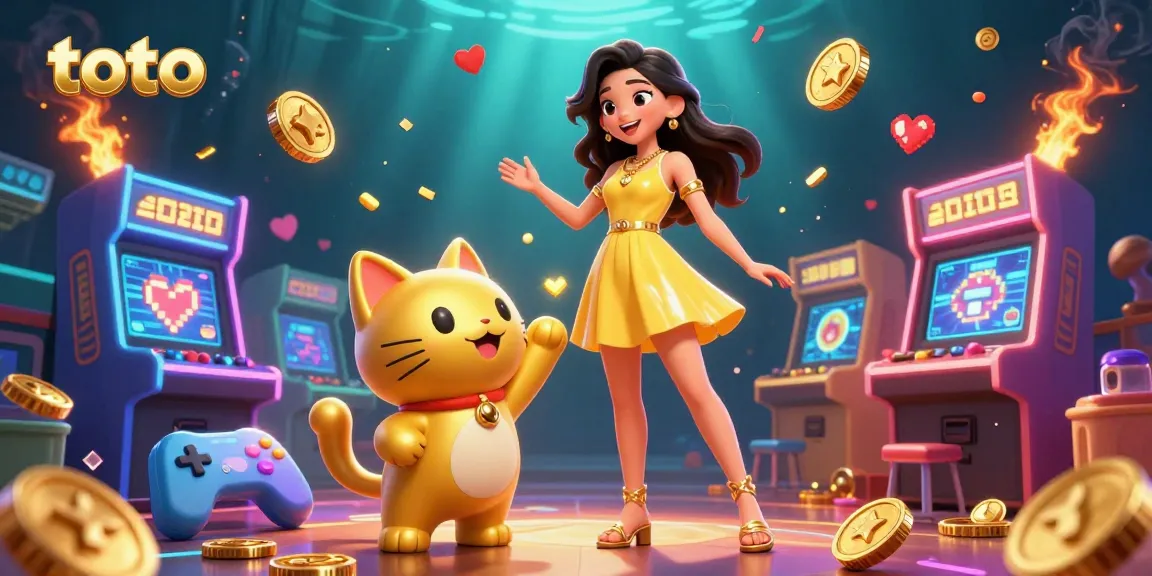 Bet on toto in a vibrant online casino scene with a cheerful Asian woman and lucky cat mascot.