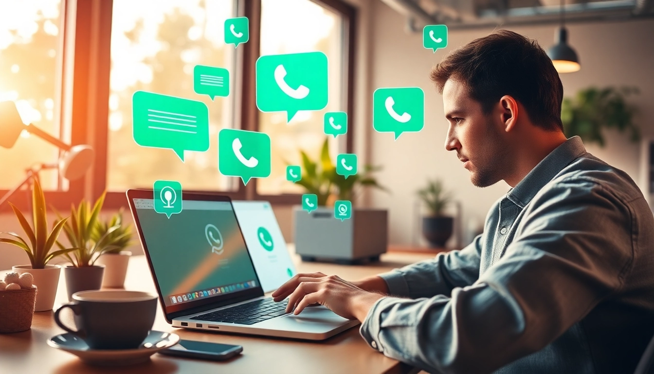 在 WhatsApp Web 上使用快连VPN的互动用户体验,展示消息传递与通信功能。