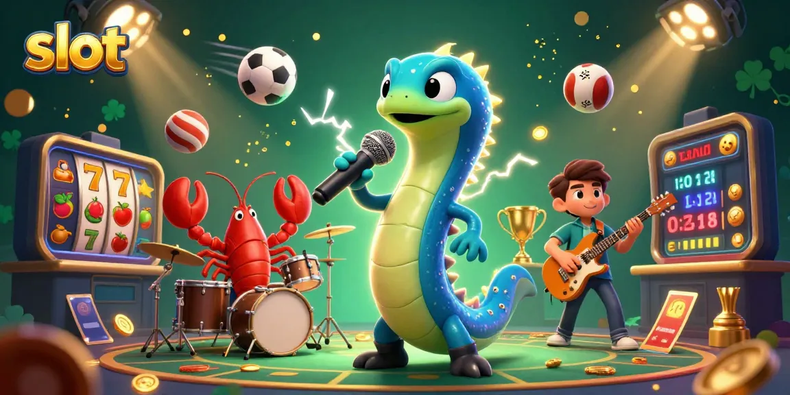 Engage in slot gaming excitement with an electric eel DJ, lobster drummer, and seahorse guitarist.