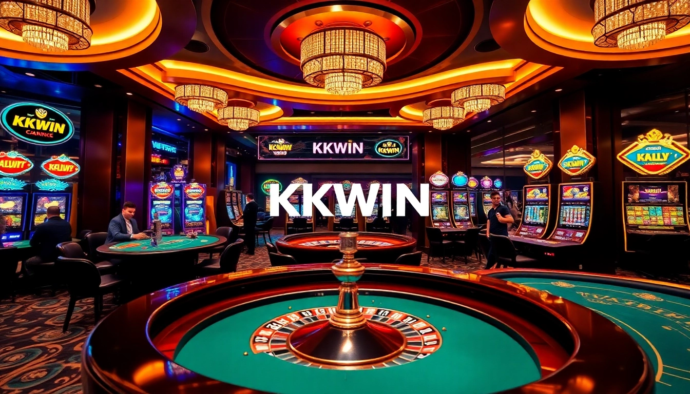 Experience the thrill of winning at KKWIN's luxurious casino, featuring vibrant games and poker tables.