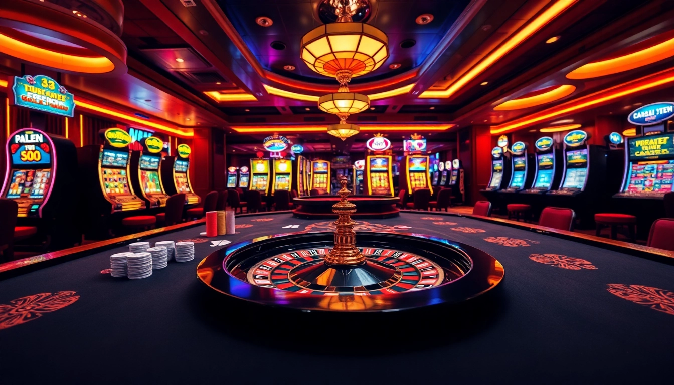 Exciting BJ 888 poker table scene with chips, cards, and a roulette wheel spinning.