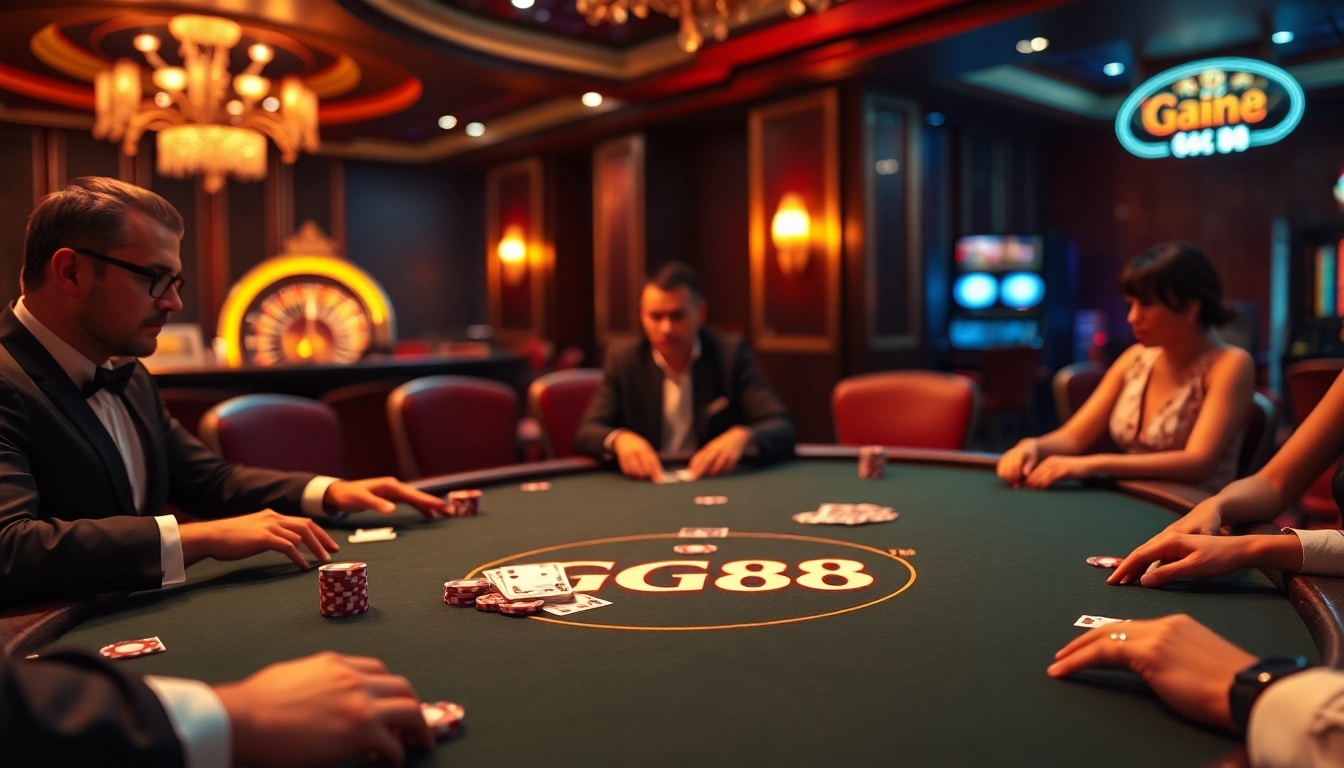 Experience the excitement of gambling at GG88 with vibrant poker games and luxury casino ambiance.