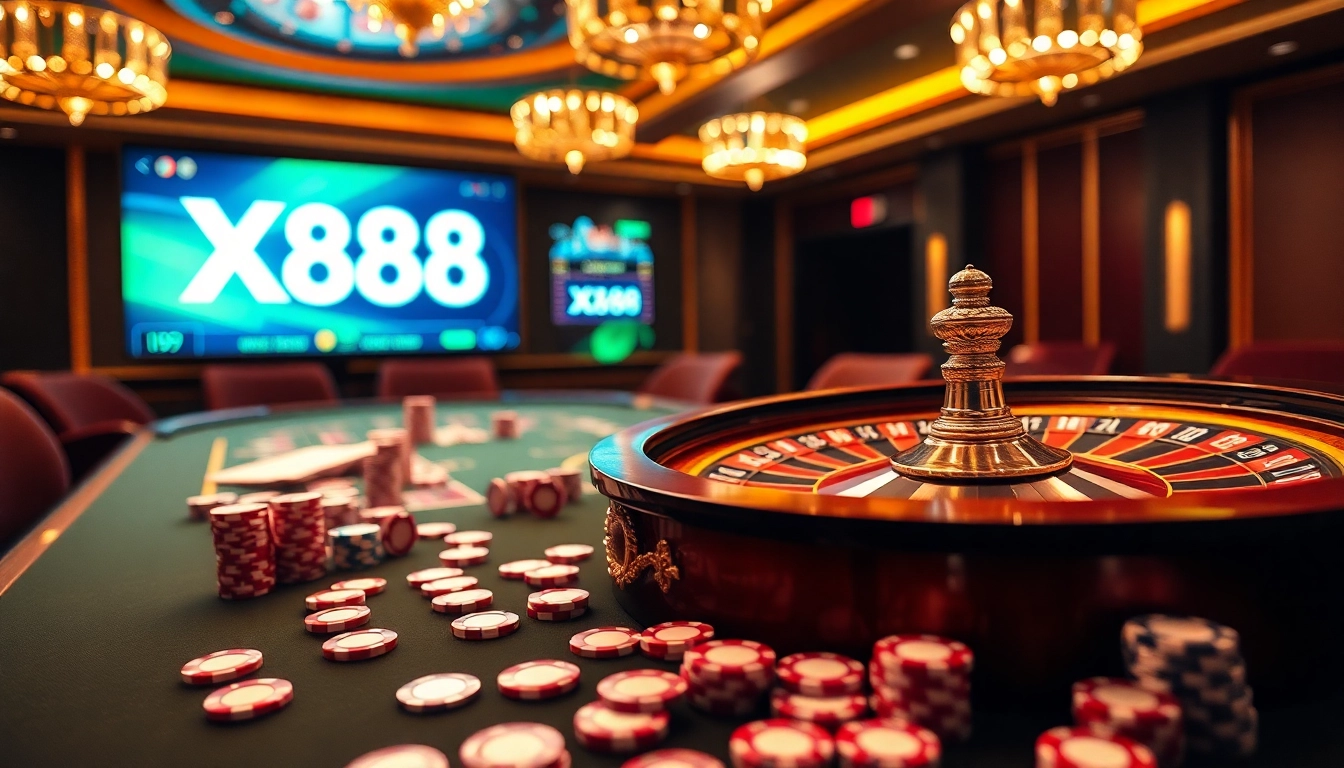 Experience the thrill of gaming at XX88.AI with vibrant poker chips and roulette action