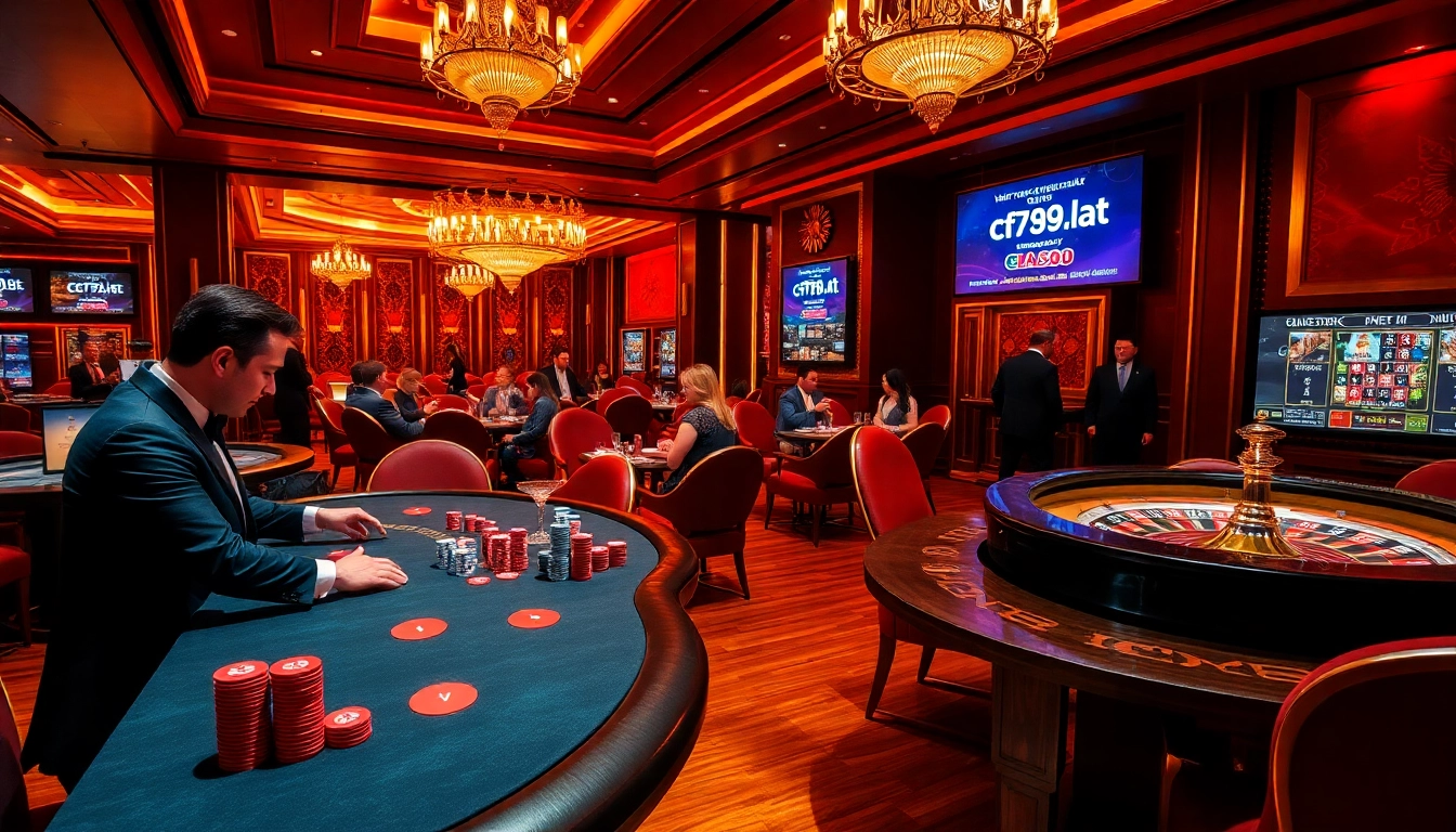 Experience the thrill of gambling at https://cf789.lat with an exciting casino scene featuring poker and roulette.