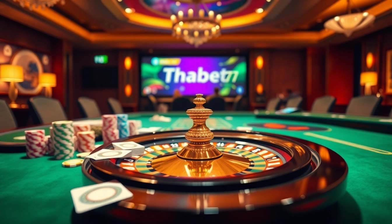 Experience thrilling gameplay at Thabet77 with vibrant casino tables and engaging online interfaces.