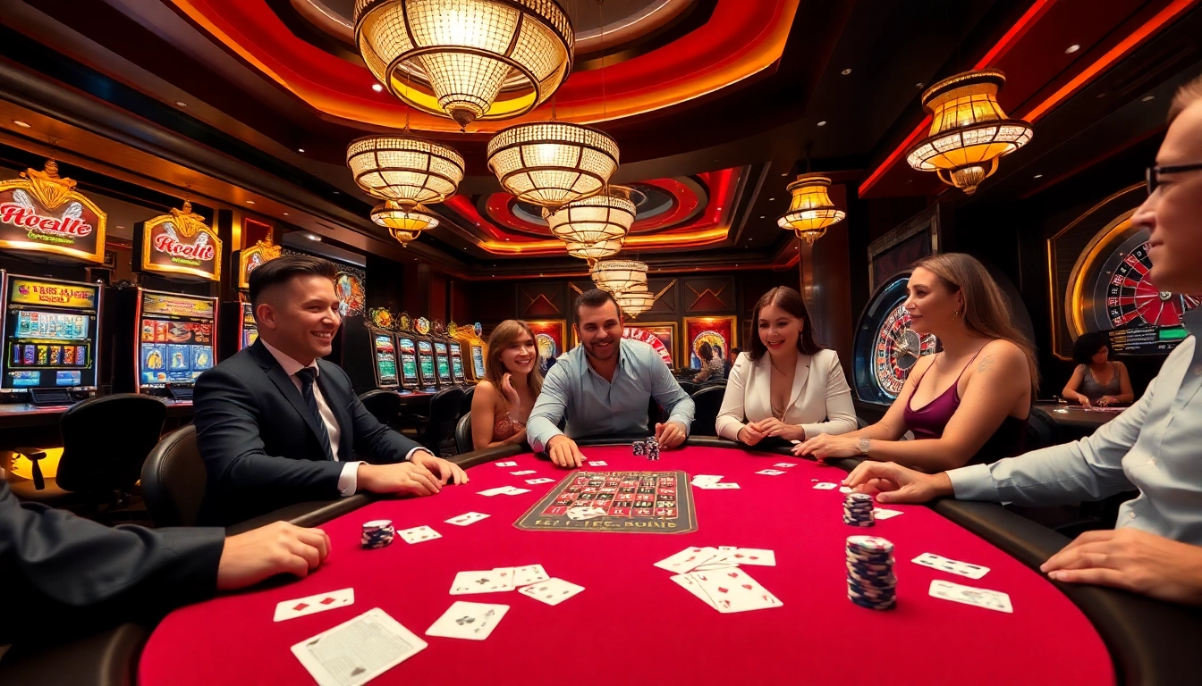 Engaging scene of players at a poker table featuring exhilarating gambling experiences at s8 com.