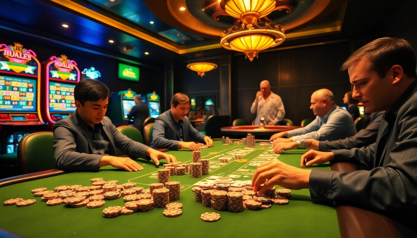 Gamble at elegant poker tables and slot machines while contacting Eco Green Builders for sustainable living.