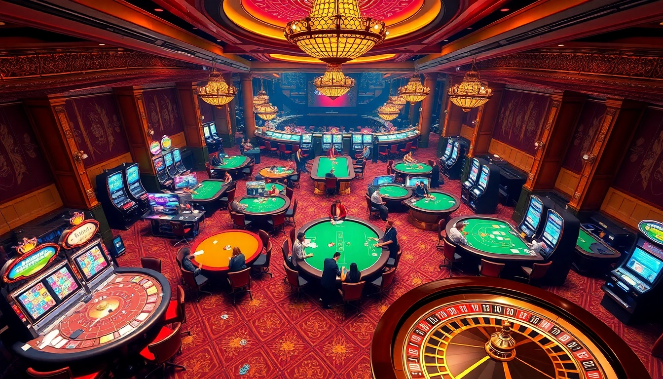 Casino scene showcasing engaging gameplay and excitement around raja 88 slot machines.