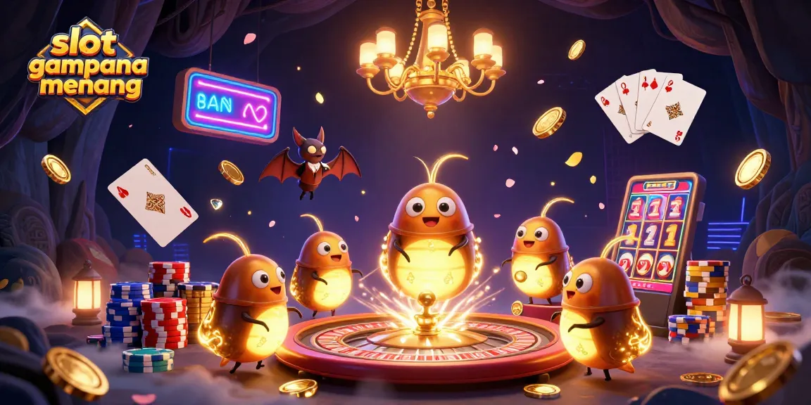 Engage with slot gacor gampang menang through this captivating casino scene featuring glowing characters and dynamic game elements.